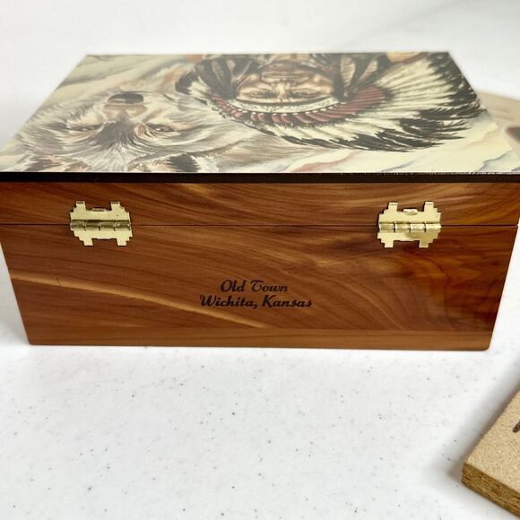 Set Of 3 Navajo Sand Painting Art 5 x 7 Signed designed Cedar Box - Picture 13 of 13